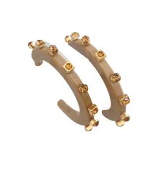 City Girl Large Jewel Hoop - Khaki