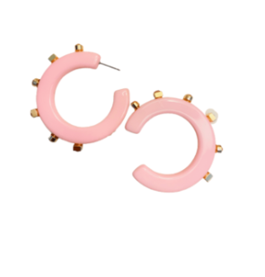 City Girl Small Jewel Hoop Pink