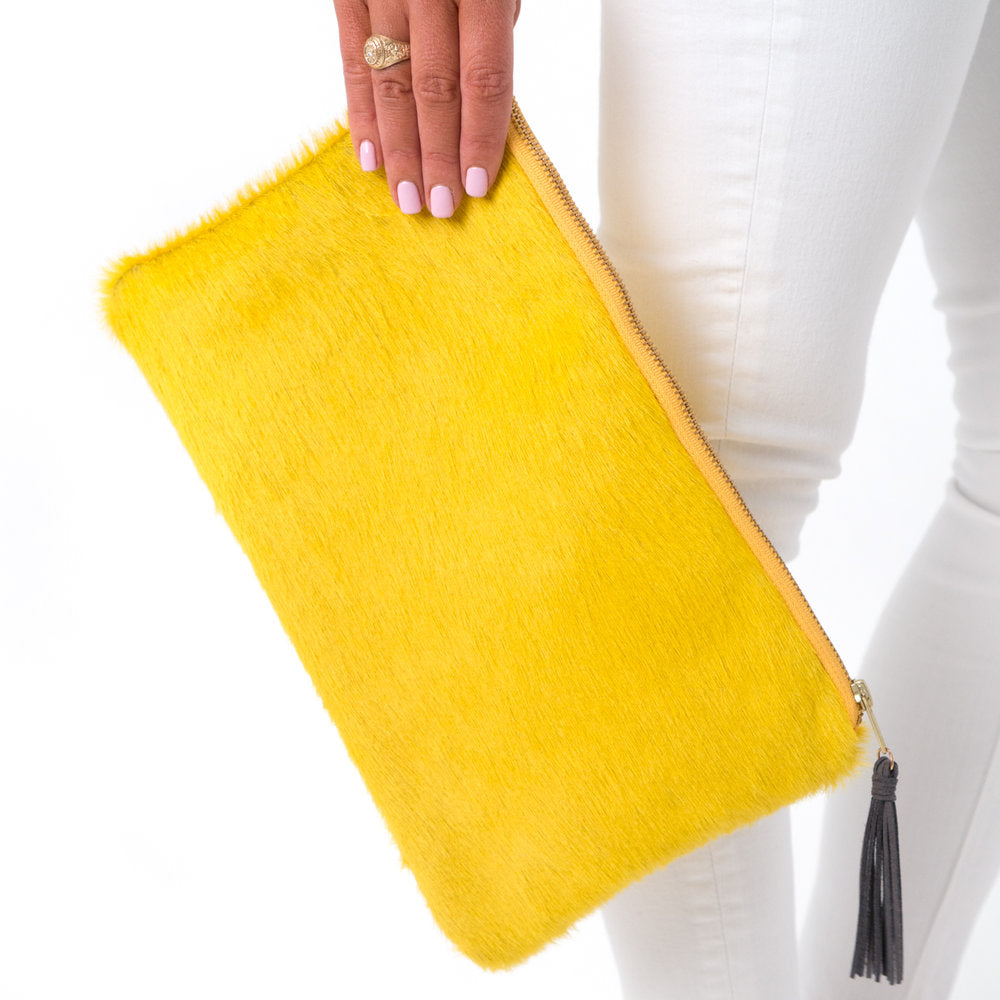 Cowhide Clutch Yellow