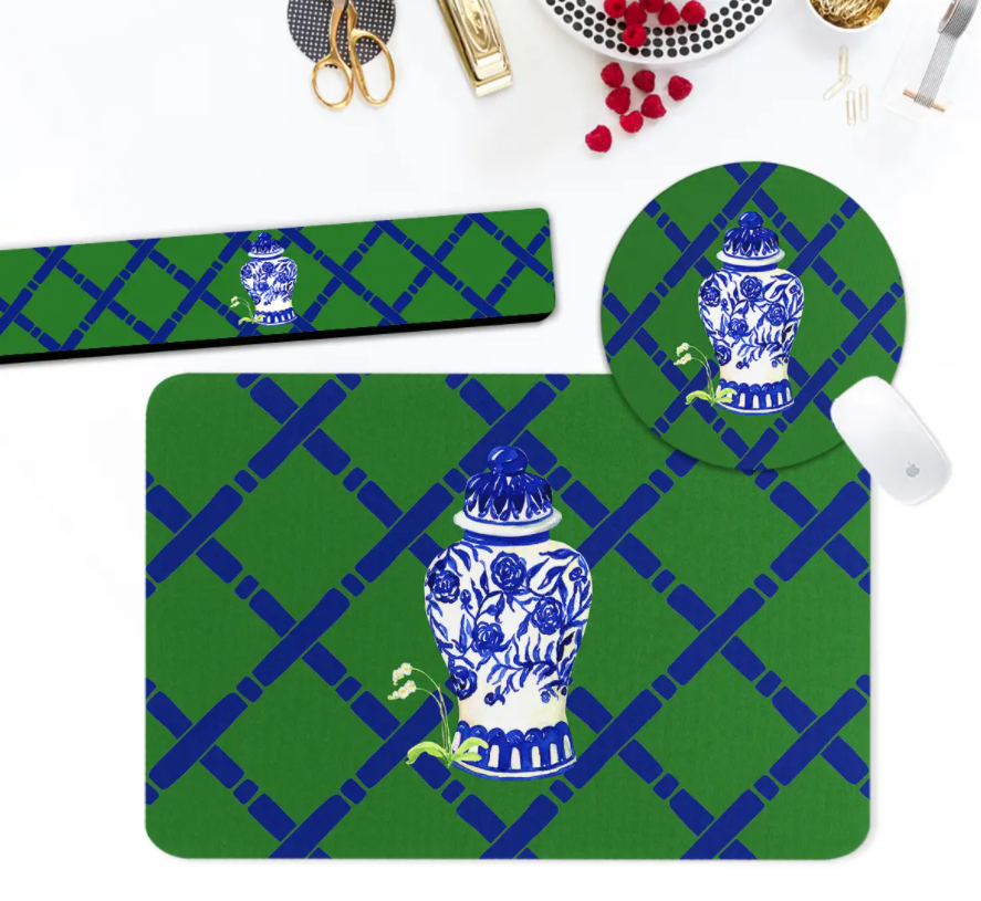 Desk Pad, Mouse Pad, Keyboard Rest SET- Ginger Jar