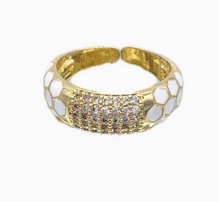 Neon White Honey Comb Ring