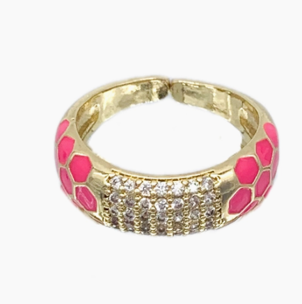 Hot Pink Honey Comb Ring