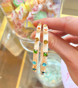 City Girl Jewel Hoop Small - Rainbow Cream