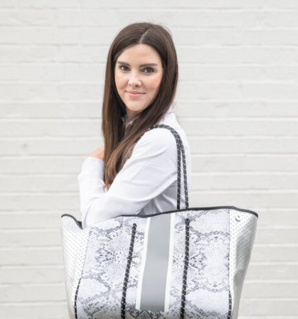 6684 Neoprene Tote - Silver Python Grey Stripe