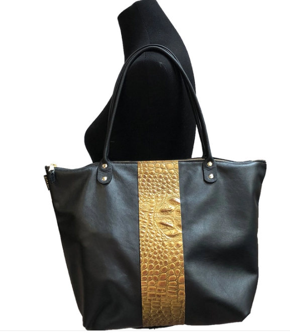 5554 Dover Tote Coal with Stripe