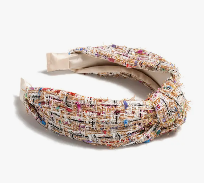 Knotted Boucle Headband, Ivory
