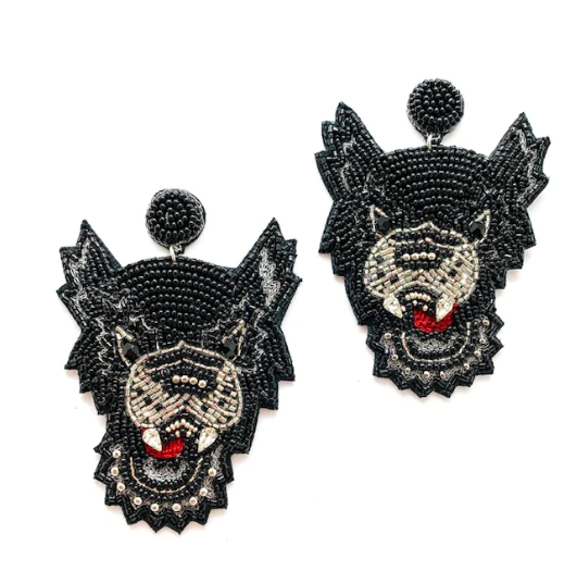 Beaded Wolf Earrings