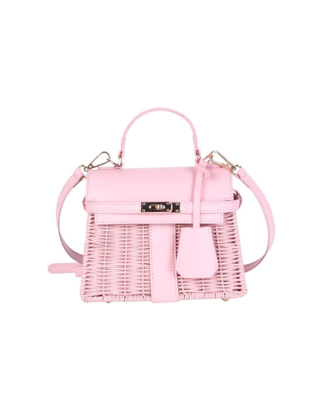 Celine Wicker Handbag- Pastel - Light Pink