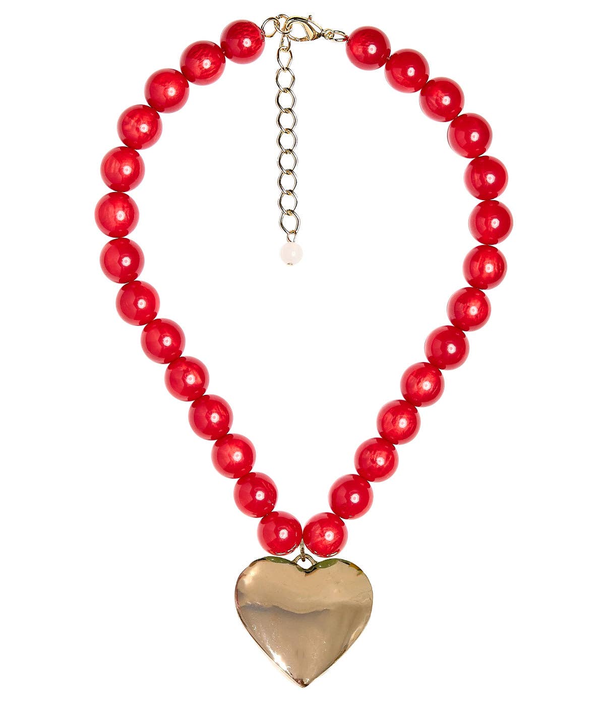Dottie Heart - Acrylic Necklace- Red