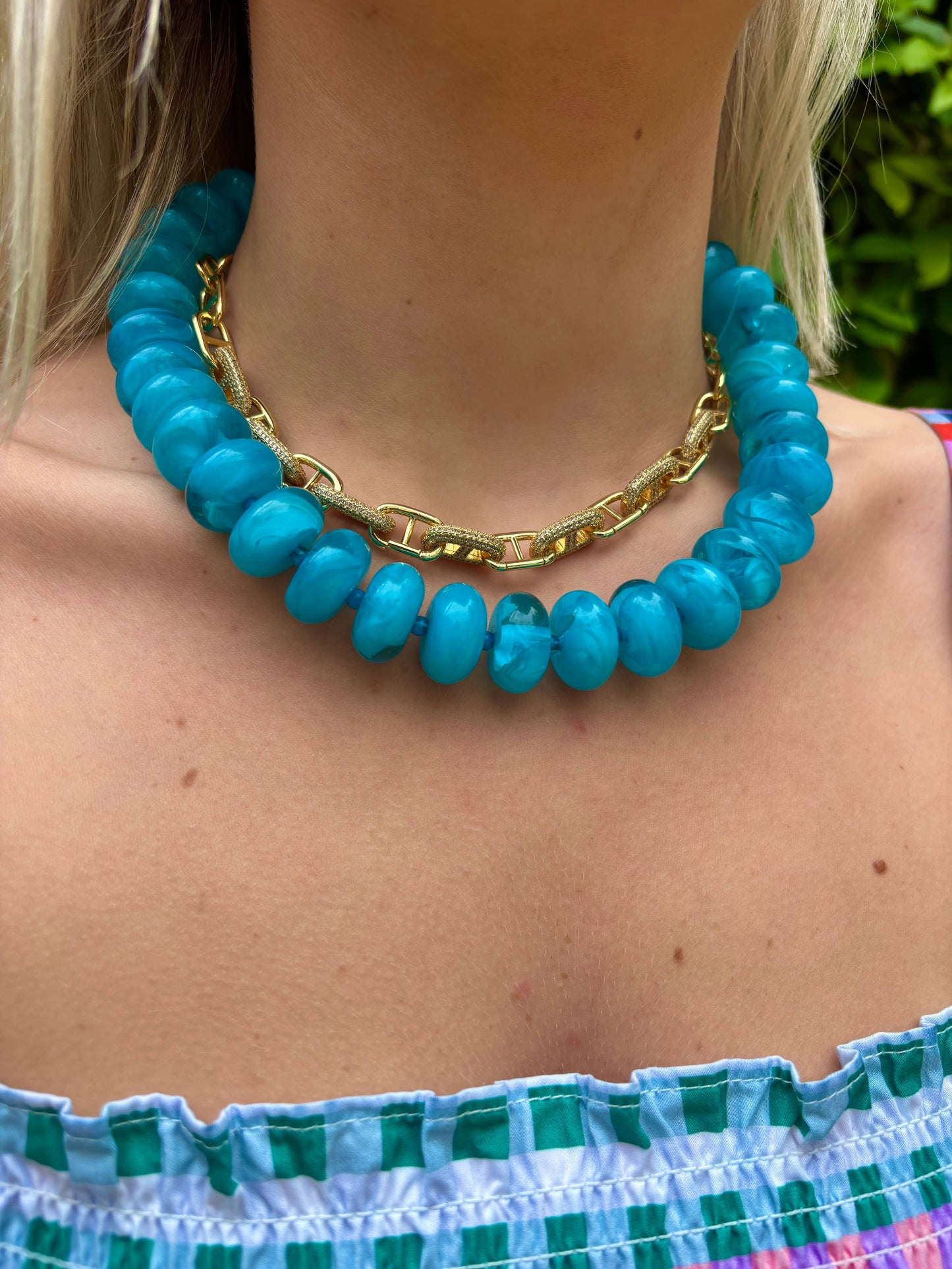 Bailey Chunky Beaded Necklace- Chartreuse