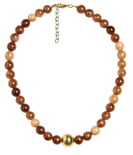 Winnie - Quartz Beaded Necklace - Brown