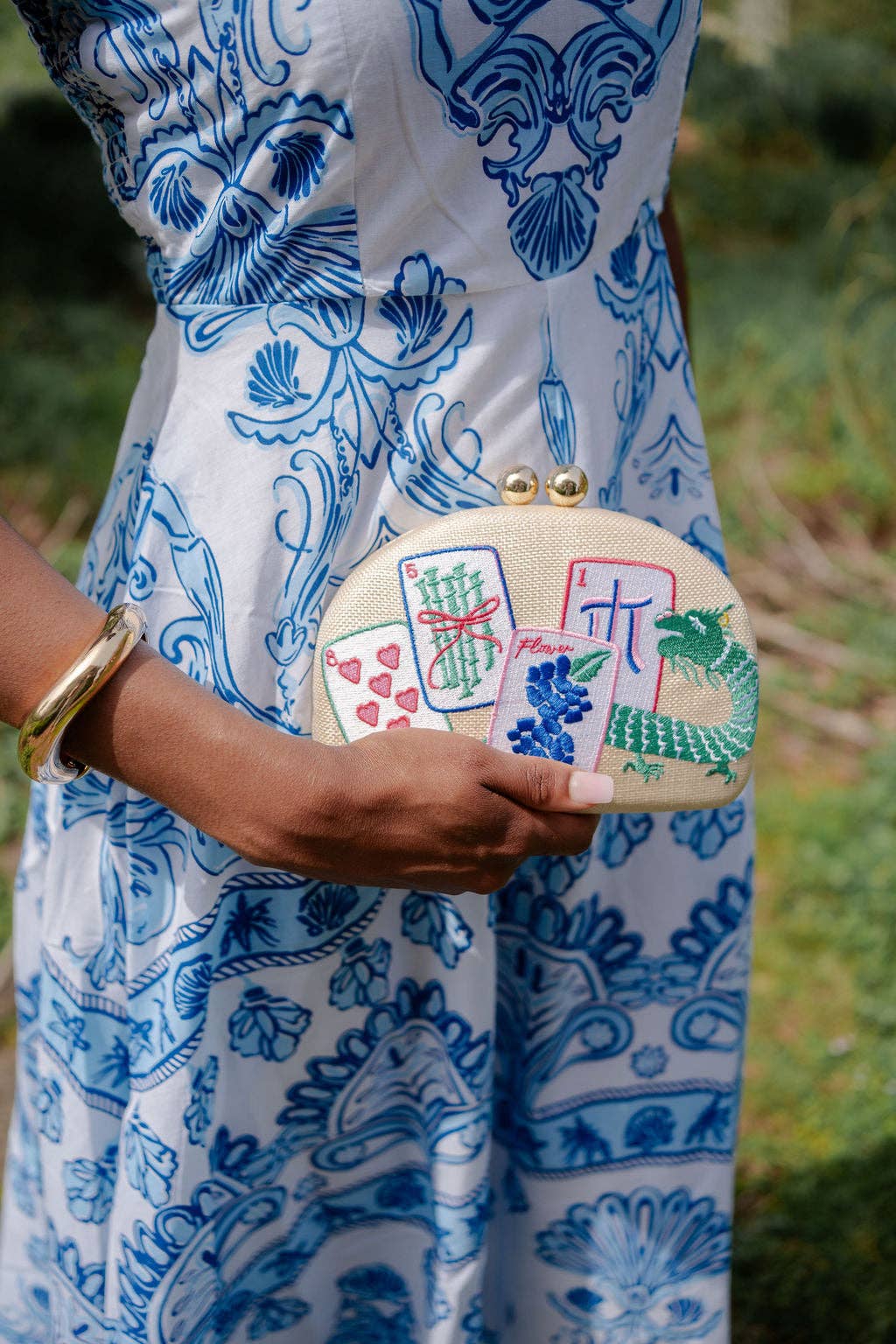Mahjong Clutch- Embroidered
