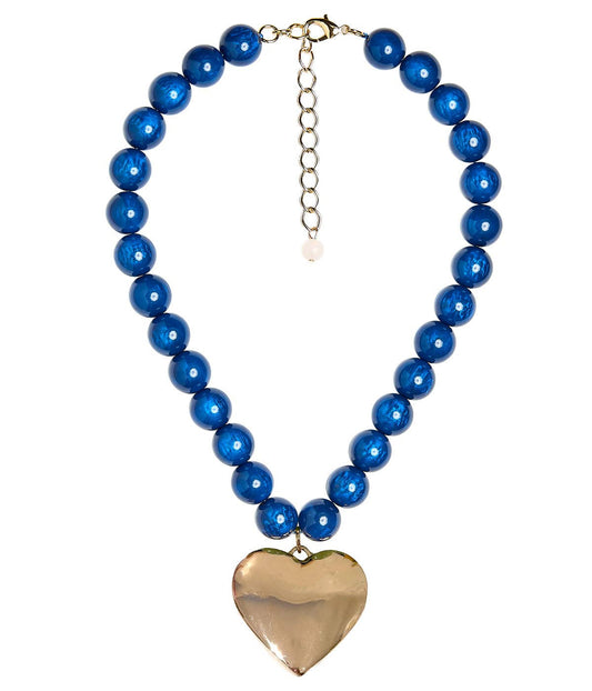 Dottie Heart - Acrylic Necklace  - Navy