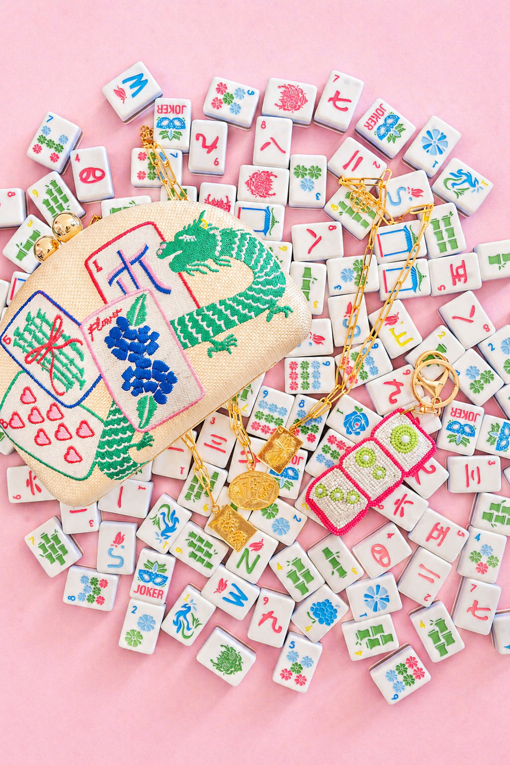 Mahjong Clutch- Embroidered