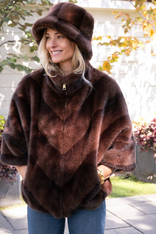 Paige Faux Fur Hat Brown