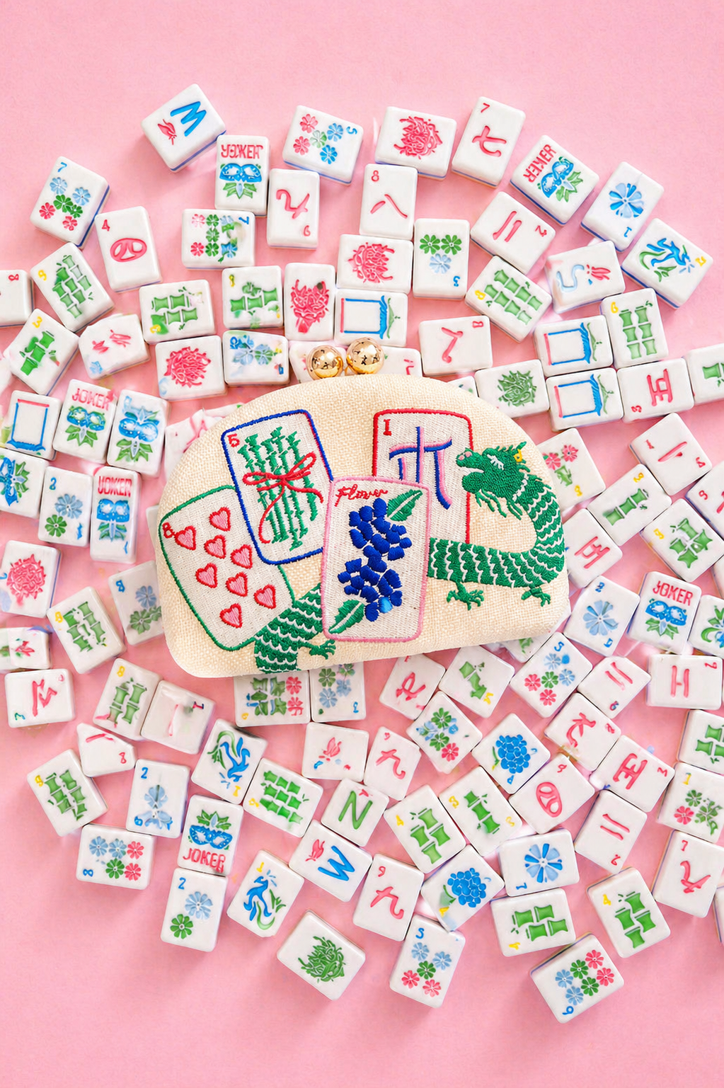 Mahjong Clutch- Embroidered