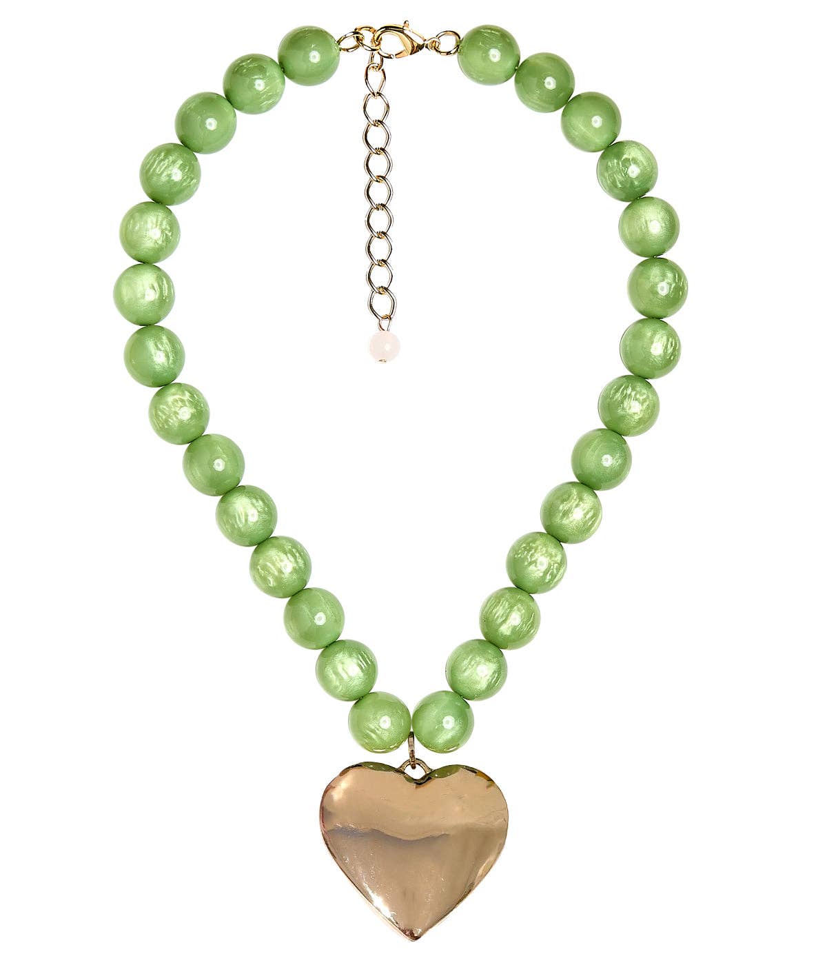 Dottie Heart - Acrylic Necklace  - Olive