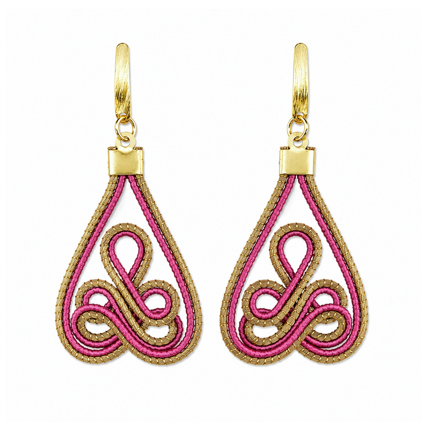 Amazonia Earrings: Golden Grass/Fuchsia