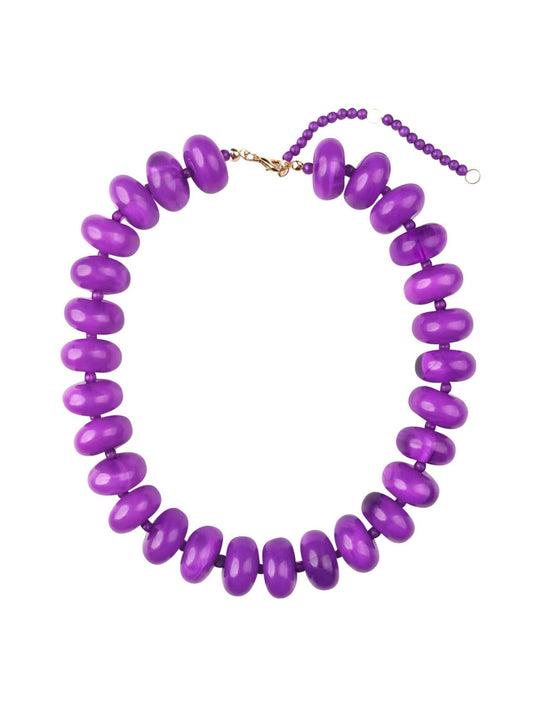 Bailey Chunky Beaded Necklace- Purple