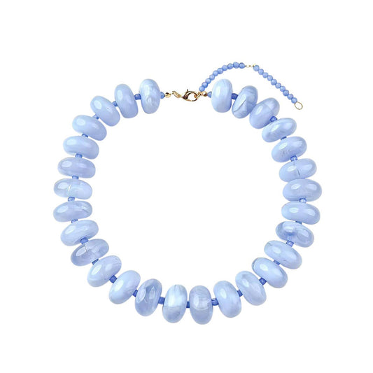 Bailey Chunky Beaded Necklace- Light Blue