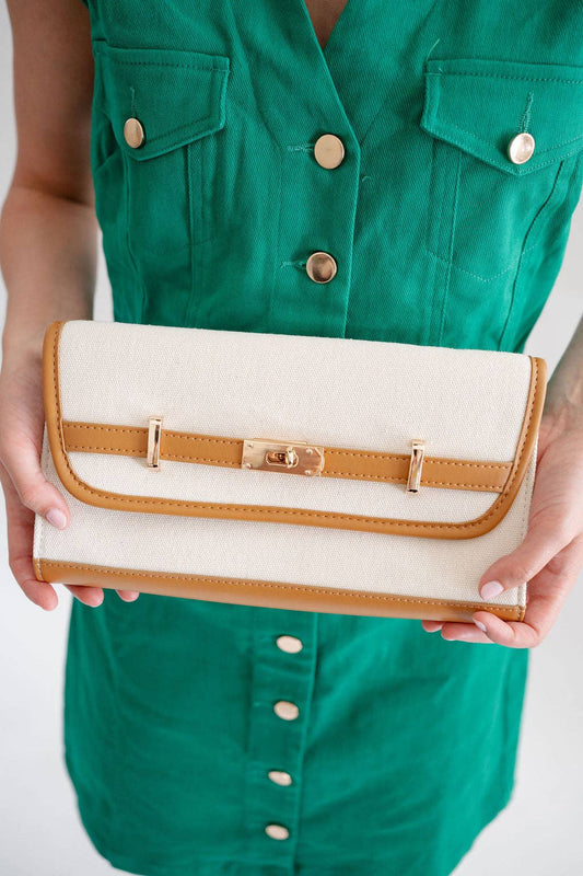 Andie -  Canvas Clutch Camel