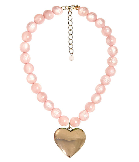 Dottie Heart - Acrylic Necklace  - Pink