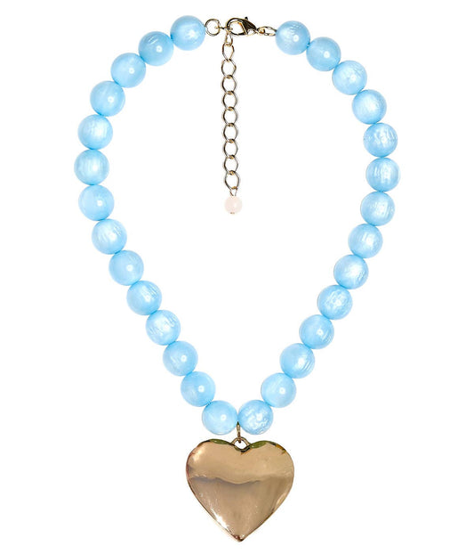 Dottie Heart - Acrylic Necklace  - Light Blue
