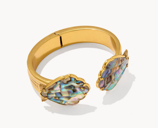 Alexa Metal Statement Cuff Gold Metal Abalone Shell