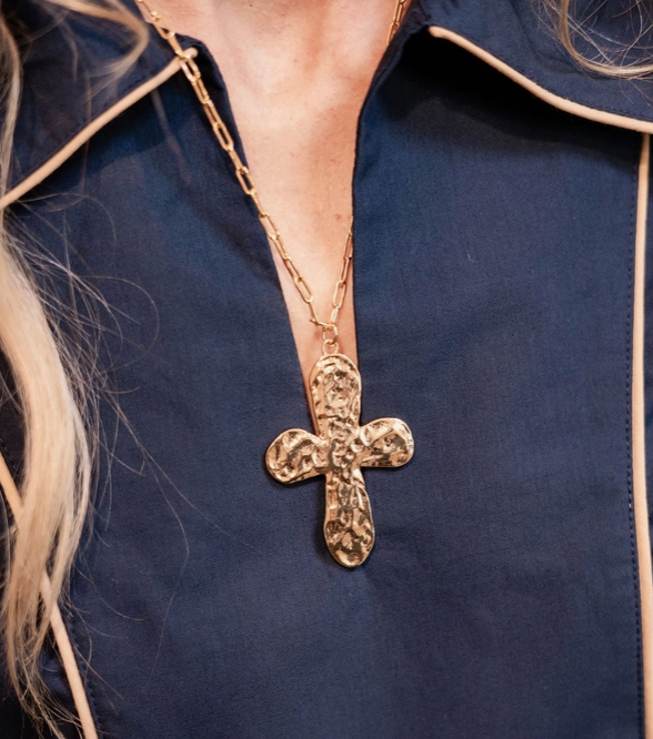 Ashton Cross Necklace- Paperclip Chain