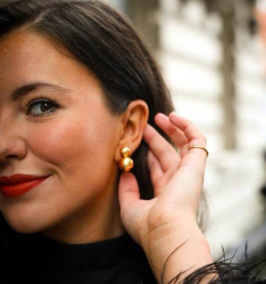 Large Audrey Brushed Gold Earrings