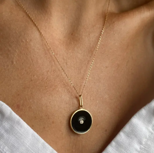 Balia Black Enamel Necklace