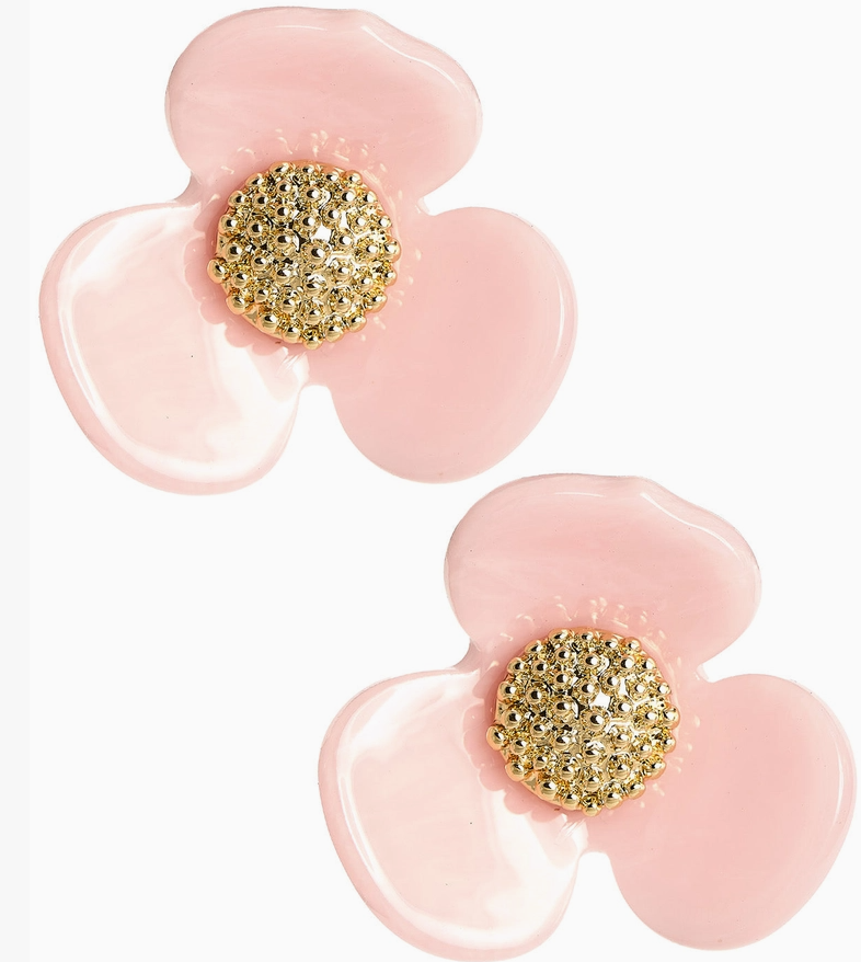 Bell Acrylic Flower Earrings Light Pink