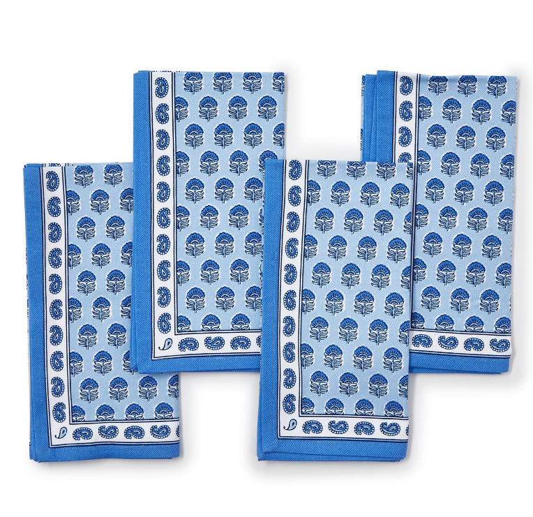 Blue Block Print Napkins SO4