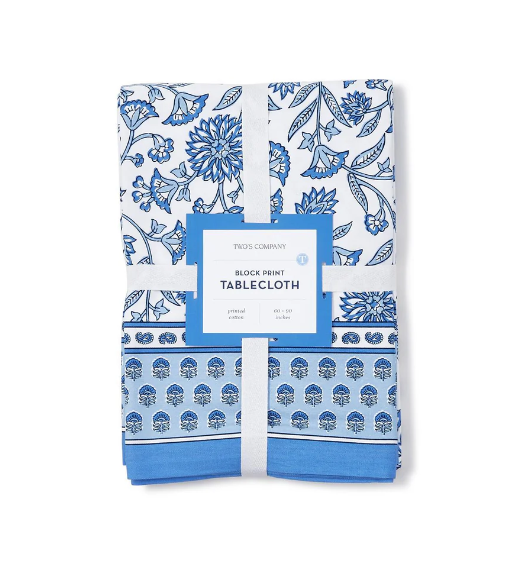 Blue Block Chinoiserie Tablecloth 60x120