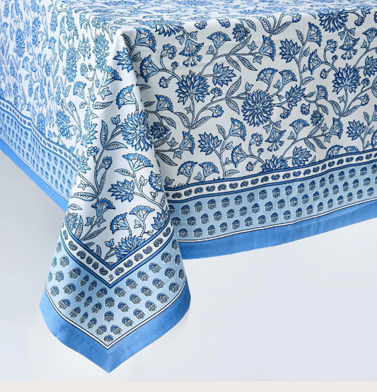 Blue Block Chinoiserie Tablecloth 60x120