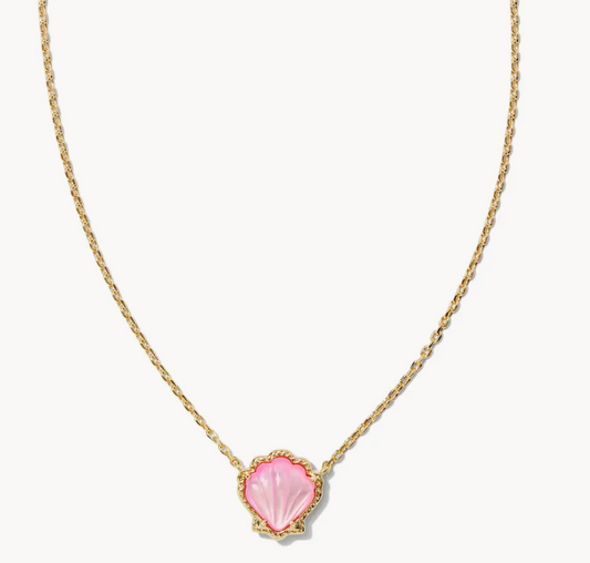 Brynne Gold Shell Short Pendant Necklace in Gold Blush