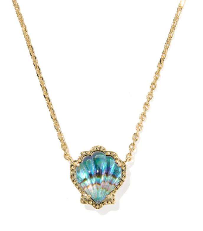 Brynne Gold Shell Short Pendant Necklace in Gold Abalone Shell
