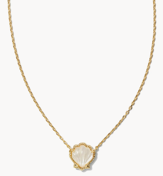 Brynne Gold Shell Short Pendant Necklace in Gold Ivory MOP