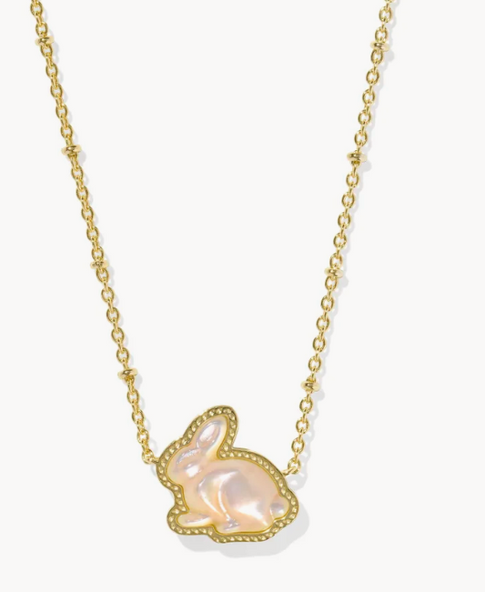 Bunny Short Pendant Necklace Gold Taupe MOP