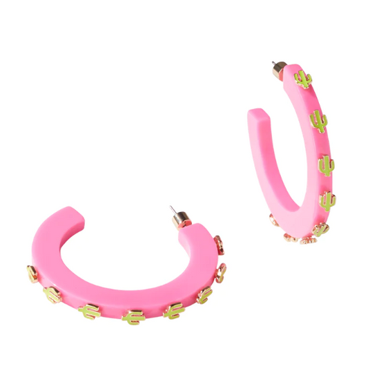 Cactus Jewel Hoop Small - Pink Green