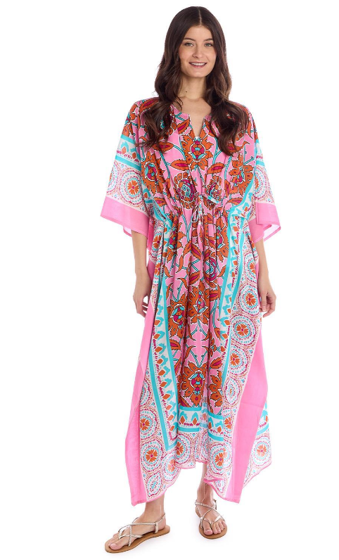 Caftan Wild Botanica Coral Drawstring Waist