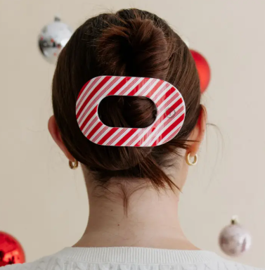 Candy Cane Crush Flat Round Hair Clip Large