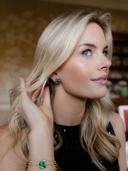 Catherine Clover Stone Earring - Emerald