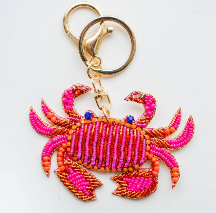 Crab Hand Beaded Key Chain