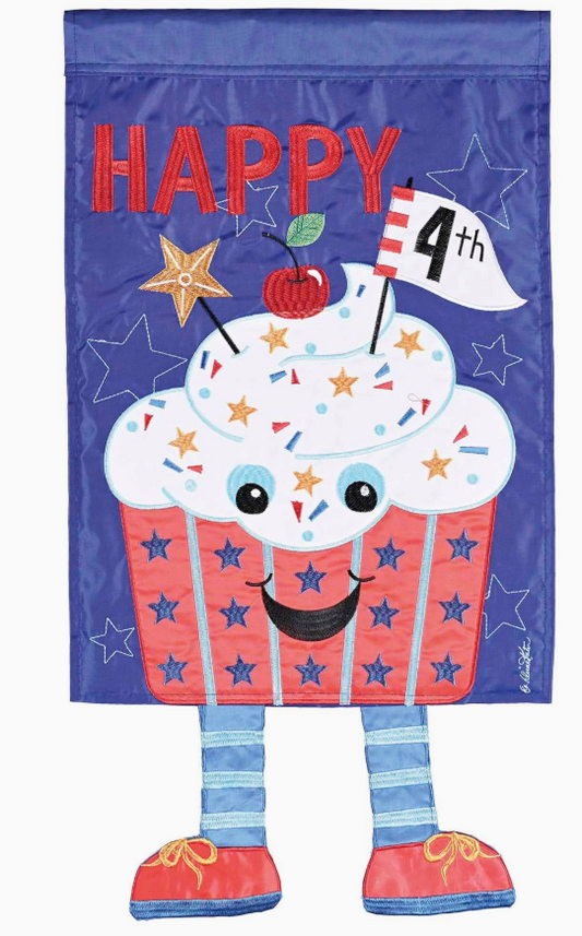 Cupcake Happy 4th of July Crazy Legs Garden Flag