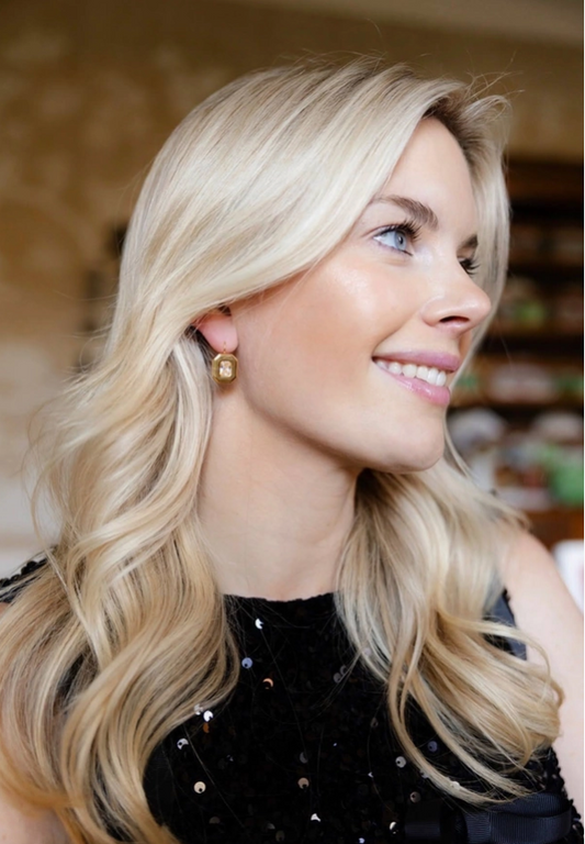 Darby Hook Back Bezel Earrings in Gold