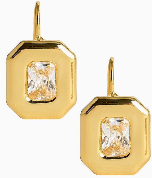 Darby Hook Back Bezel Earrings in Gold