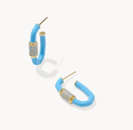 Emery Enamel Hoop Earring Gold Periwinkle