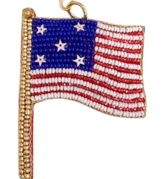 Flag Hand Beaded Key Chain