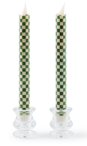 Emerald Check Flameless Dinner Candles SO2
